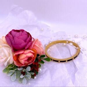 Kate Spade Black Enamel Gold  ♠️ Bangle Bracelet